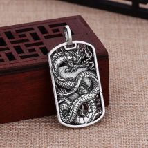 New Arrival Silver 925 Sterling Chain Necklace Women Jewelry Personality Craved Dragon Brand Pendant Male Necklace Fashion Gift