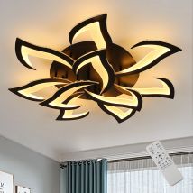 Luz de techo LED regulable, lámpara de techo negra con control remoto, 84W 3000K-6500K, luz de techo moderna acrílica