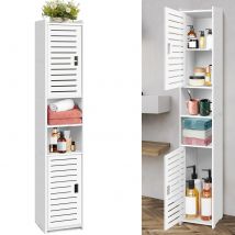 DayPlus 5-Tier Tall Bathroom Floor Cabinet, Waterproof Bathroom Storage Cabinet with Door and Shelves, Free Standing Cabinet