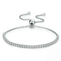925 Sterling Silver Sparkling Strand Bracelet Women Link Tennis Bracelet Silver Jewelry 3 Colors SCB029