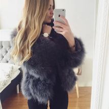 New Season's 100% Fluffy Feather Fever Fur Jackets Handmade Knitted Genuine Ostrich Fur Coat Women Retail Natural Fur Jacket