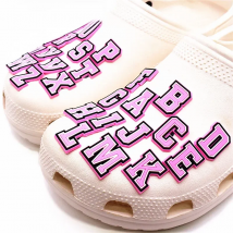 Single Sale 1pcs Pink Letters Shoe Charms Accessories Sandals Shoe Decorations Jeans Pins Badge Unisex Party Favors Dropshipping