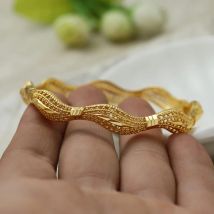 24k Gold Color Women Gold Color Big Dubai Bride Wedding Ethiopian Bangles Africa Arab Jewelry Gold Color  Girls India Bracelet