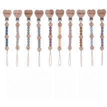 Personalized Baby Pacifier Clip Custom Name Silicone Bead Nipple Dummy Clips Engraved Infant Wood Pacifier Holder Newborn Gift