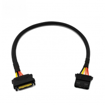 Angitu SATA 15Pin Male To Molex 5.08mm Power Adapter Cable IDE to Sata male Converter Cable Black Sleeved 30cm