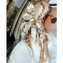 Satin Square Scarf Women Muslim Hijab Elegant 2025 Print Silk Neckerchief Shawl Wraps Headband Handle Hair Accessories Bandana