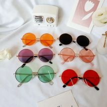 New round frame children's sunglasses  baby stand glasses fashion metal sunglasses