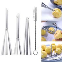 3 Sizes Cream Icing Piping Puff Nozzle Tips Stainless Steel Cupcake Puffs Injection Russian Syringe Confectionery Pastry Tool