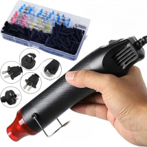 300W Electrical Mini Heat Gun Handheld Hot Air Gun with 300PCS Heat Shrink Butt for DIY Craft Embossing Shrink Wrapping PVC