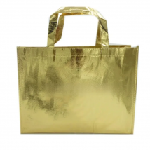 Custom LOGO Printed Metallic Silver Gold Shinny Fabric Tote Bag Large Non-Woven Shopping Gift Bags for Party Wedding Favors