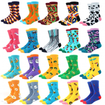 Fashion Funny Men's Socks Hip Hop Yuansu Kawaii Cartoon Cotton Socks Fruit Animal Sea Wave Food Happy Casual Socks Men's Gift