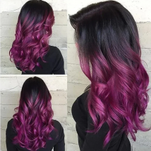 HAIRJOY Synthetic  Heat Resistant Hair Black to Purple Ombre   Women Long Wavy  Wig for Party Costume Halloween