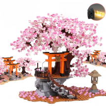 Classic Block City Street View Idea Sakura Inari Shrine Bricks Friends Cherry Blossom House Tree Building Blocks Toys Kids Gift