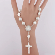 Baby Pearl Baptism Religious Gift Catholic  Finger Chain Mini Rosary Multicolor  Rosary Bracelet for Women Dropshipping