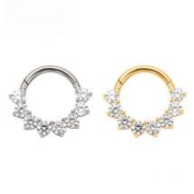 ASTM F136 TItanium Daith Piercing with CZ 16G 8mm 10mm Septum Rings Cartilage Earring Nose Rings Hoops Hinged Clicker Jewelry