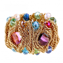 KAYMEN Fashion Crystal Bracelet Elastic Bangle for Women Handmade Bohemian Statement Charm Bracelet Cocktail Party Jewelry