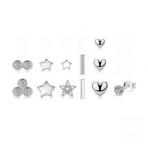 Aide 925 Sterling Silver Star Diamond Stud Earrings For Women Mini Cubic Zirconia Jeweled Geometric Ear Stud Set Jewelry Gift