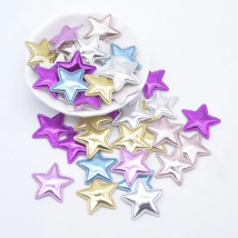 100Pcs 25mm Padded PU Leather Star Patches for DIY Clothes Hat Sewing Headwear Hair Clips Bow Decor Accessories Appliques