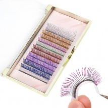 12 Strips Mix Colors Fashion Glitter Eyelash Extensions C Curl 0.15mm Shiny Colorful False Eyelash Individual lashes For Makeup