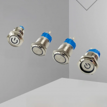 12/16/19/22mm Metal Push Button Switch Power Waterproof IP65 Flat Circular Round Head LED Light Self-lock Reset 6V 12V 24V 220V