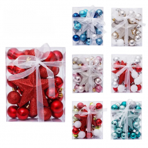 30pcs/set Christmas Bauble Balls Pendant Xmas Tree Hanging Ornament Star Topper Noel Navidad Decoration for Home New Year Gift