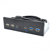 USB 3.0 Front Panel for PC USB 3.1 Type C + 2x USB3.0 + 2x USB2.0 Hub + HD Audio 3.5mm + Earphone MIC for 5.25" CD-ROM Drive Bay