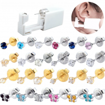 1PC Sterilized Disposable Ear Piercing Gun Unit Zircon 24K Gold Plated 316L Steel Ear Studs  Puncture Machine