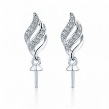 CLUCI Real 100% 925 Sterling Silver Twist CZ Pearl Dangle Women Stud Earrings Mountings Engagement Wedding Pearl Jewelry SE175SB