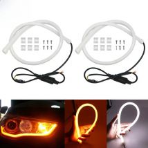 2pc DRL White turn Yellow 30/45/60cm Flexible strips Turn Signal Brake Daytime Running Light LED Tube Style AUTO Waterprrof 12V