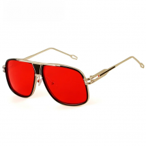 WHO CUTIE Classic Red Square Sunglasses Men 2025 Trendy Luxury Brand Brad Pitt Style Male Grandmaster Flat Top Sun Glasses OM129