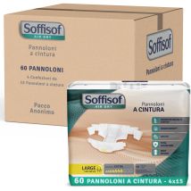 Soffisof Gürtelwindeln Extra L – 60 Stück (4 x 15), Gürtelverschluss- Dannolons für Erwachsene und ältere Menschen, 7 Tropfen