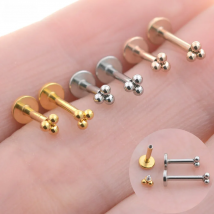 2Pcs 16G Post 2.7mm Mini Three-Ball Nose Stud Earrings for Women Labret Lip Ring Helix Tragus Cartilage Lobe Piercing Jewelry