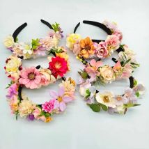 Brand new Fashion Artificial Fabric Flower Headband For Women Bridal Wedding Simulation Rose Crown Party Headdress Decoration