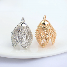 (3193)4PCS 18x23MM Hole 3MM 24K Gold Color Plated Brass Bead Caps High Quality Diy Jewelry Making Findings Accessories Wholesale