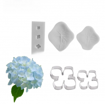 Hydrangea Flower Veiner Silicone Molds Stainless Steel Cutter Mould Petal Fondant Cake Decorating Tool DIY Handmade Cake Mold