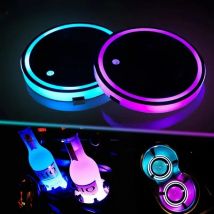 2pcs LED Car Water Cup Mat Drink Holder For Jeep Grand Cherokee XJ SRT Renegade Compass Wrangler JK TJ Patriot Trail Hawk