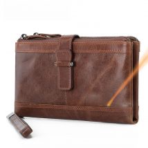 2022 Leather Long Men Clutch Wallets Double Zipper Name Customized Large Capacity Men Purse Phone Holder Leather Male Wallet