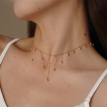 14K Gold Filled Necklace Gold Choker Handmade Pendants Boho Minimalism Jewelry for Women Gold Beads Necklace