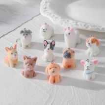 3pcs/Lots Flocked Puppy Dog Resin Charms Kawaii 3D Pet Pendant For Necklace Keychains Diy Jewelry Make