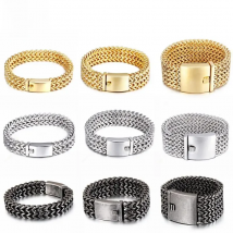 KALEN New Stainless Steel Link Chain Bracelets High Polished Dubai Gold Color Mesh Bracelets Men Cool Jewelry Accessories Gifts