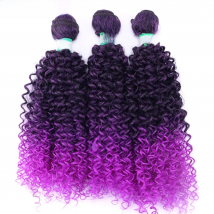 Black to Purple afro Kinky Curly hair weave synthetic hair extensions Ombre hair bundle