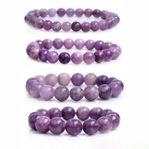 Natural Stone Beaded Purple Lepidolite Bracelet Energy Healing Stone Bracelet For Women Gifts 7.5 Inch 6mm 8mm 10mm 12mm