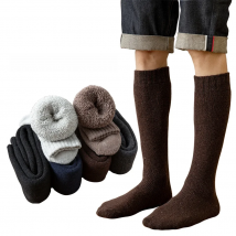 Winter Men's Knee Wool Long Socks Thick Warm Harajuku Retro Compression High Male Sock 3 Pair