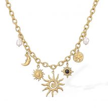 NEWBUY 2025 Fashion Gold Color Stainless Steel Jewelry Non-Fading Bohemian Style Choker Necklaces For Women Summer Accessories