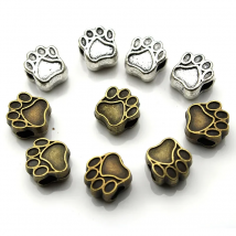10Pcs/Lot Big Hole 4.5mm Dog Bear Paw Beads Charms Metal Spacers Beads Accessories for DIY Bracelet Necklace Jewelry Making