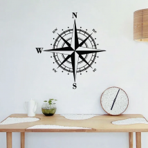 Compass Rose Wall Decal Vinyl Sticker Nautical Wall Art Decor - Directional North South East West