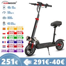 Scooter elettrico con sedile 800W Velocità massima 45-50 km/h Portata 35-55 km Pneumatici fuoristrada da 10 pollici Doppio scooter pieghevole con assorbimento degli urti