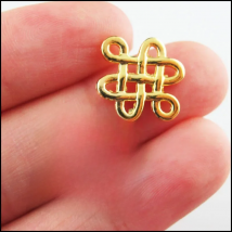 Fashion 25Pcs Retro Tibetan Silver Tone Gold Color Chinese Knot Flower Charms Connectors 14x17mm
