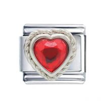 Women Wholesale Composable Links Classic 9mm Fresh Red Heart Love July Birthstone Italian Charm Bracelet Fit Zoppini Brand