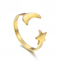 Unift Romantic Star Moon Ring For Women Stainless Steel Open Adjustable Finger Rings Exquisite Jewelry Anniversary Party Gifts